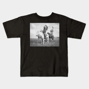 Indian Chief on Horseback, 1905. Vintage Photo Kids T-Shirt